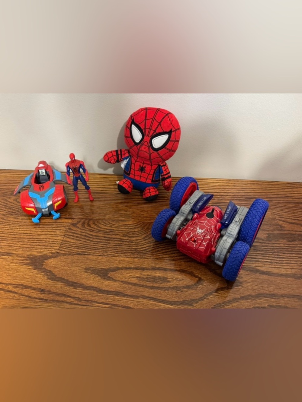Marvel Spider-Man Plush Figure and 2 Vehicle Toy Set - Red, Blue